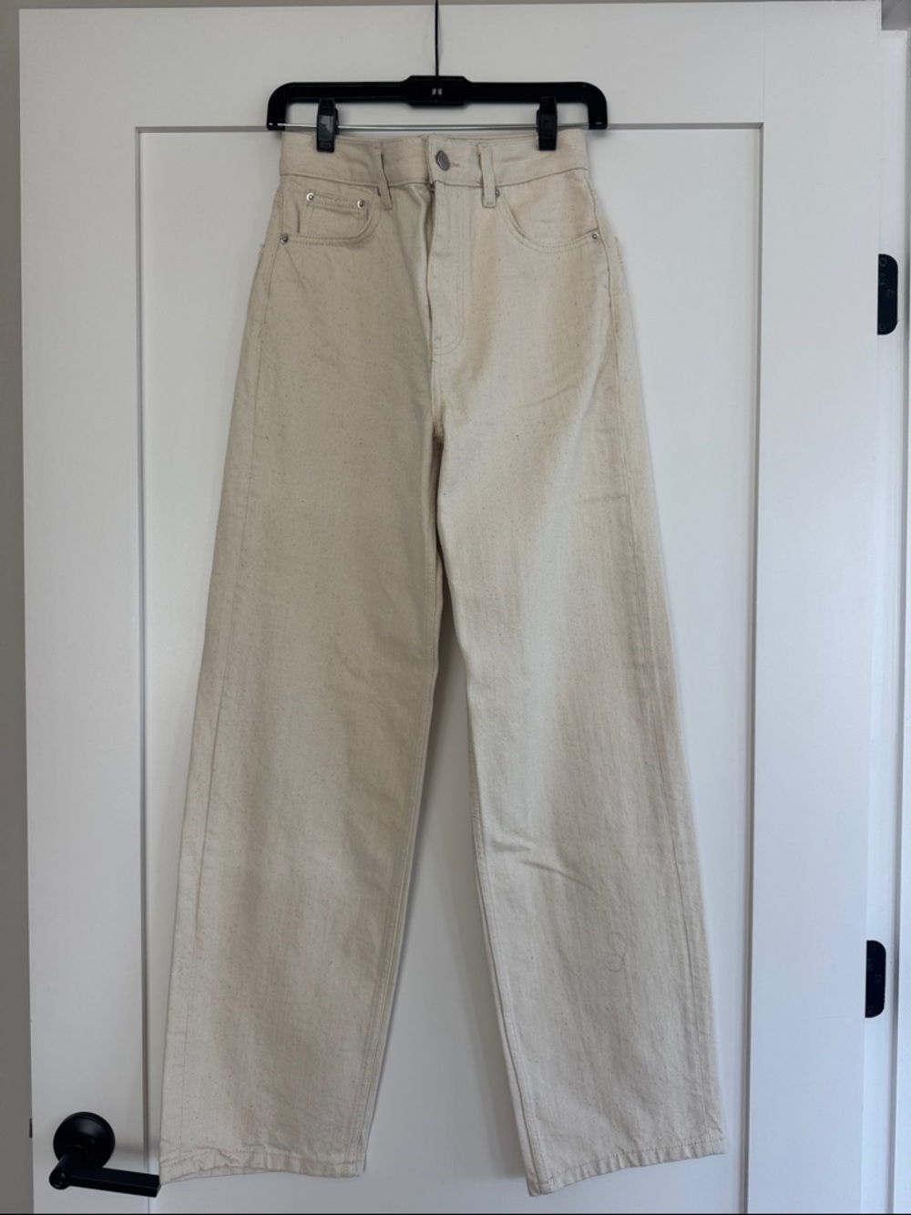 Zara Oatmeal Cream High-Waist Wide Leg Jeans